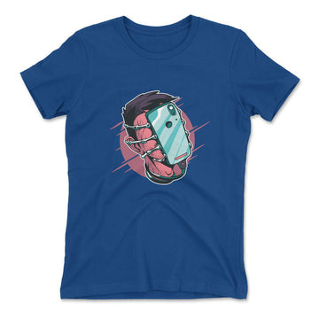 Phone Face Hugger Womens T-Shirt in Royal color